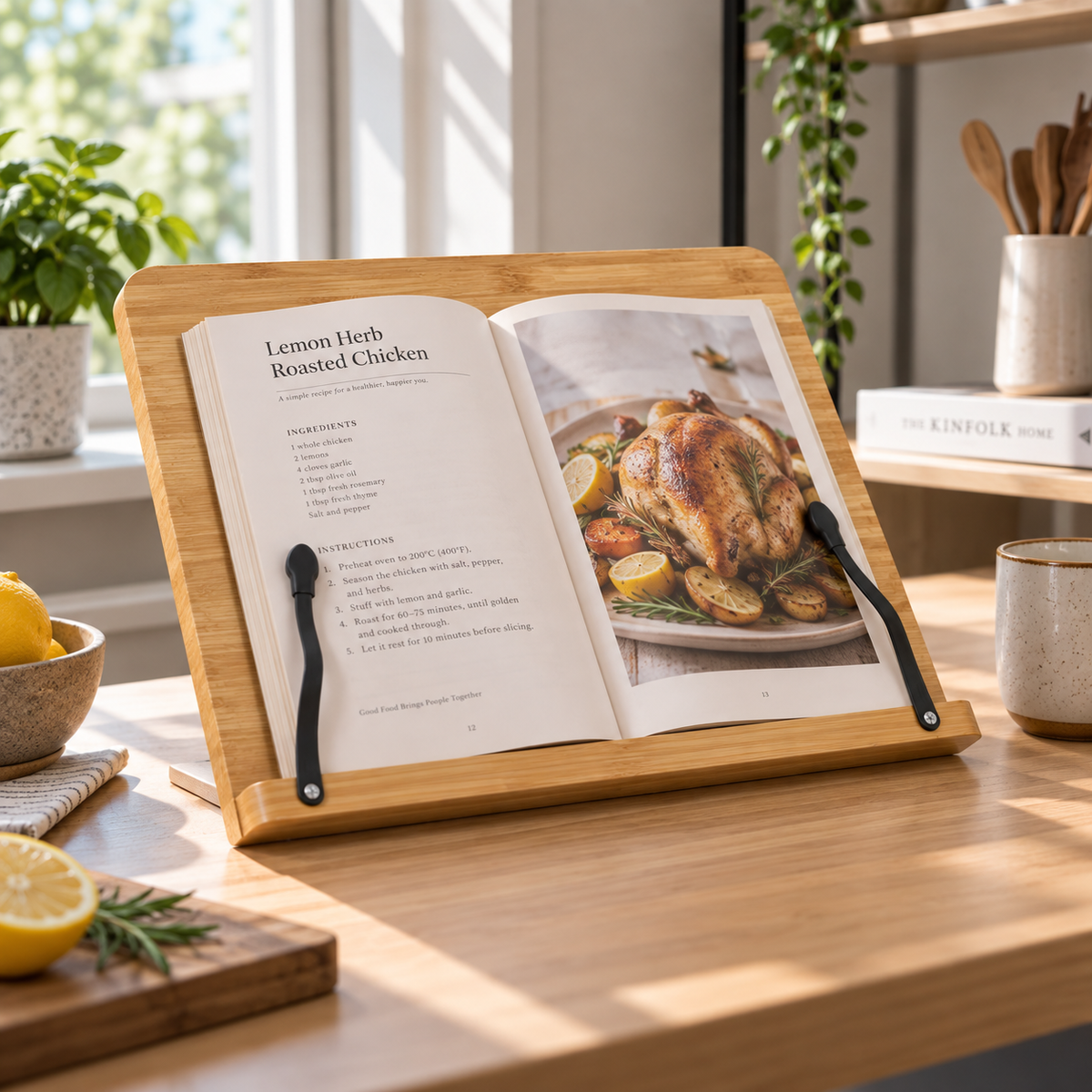 Adjustable Desktop Reading Stand | Bamboo Book Holder | Hands-Free Reading