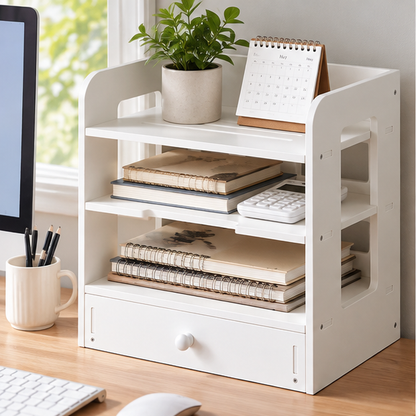 🤍 Modular Desktop Shelf Organizer | Multi-Level Storage | Clean Space-Saving Desk Essential