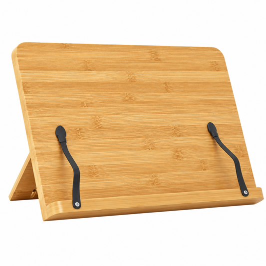 Adjustable Desktop Reading Stand | Bamboo Book Holder | Hands-Free Reading