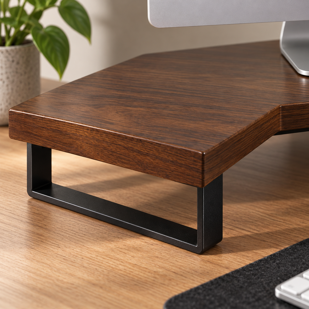 🖥️ Corner Monitor Riser | Wood Desktop Stand | Space-Saving Workspace Upgrade