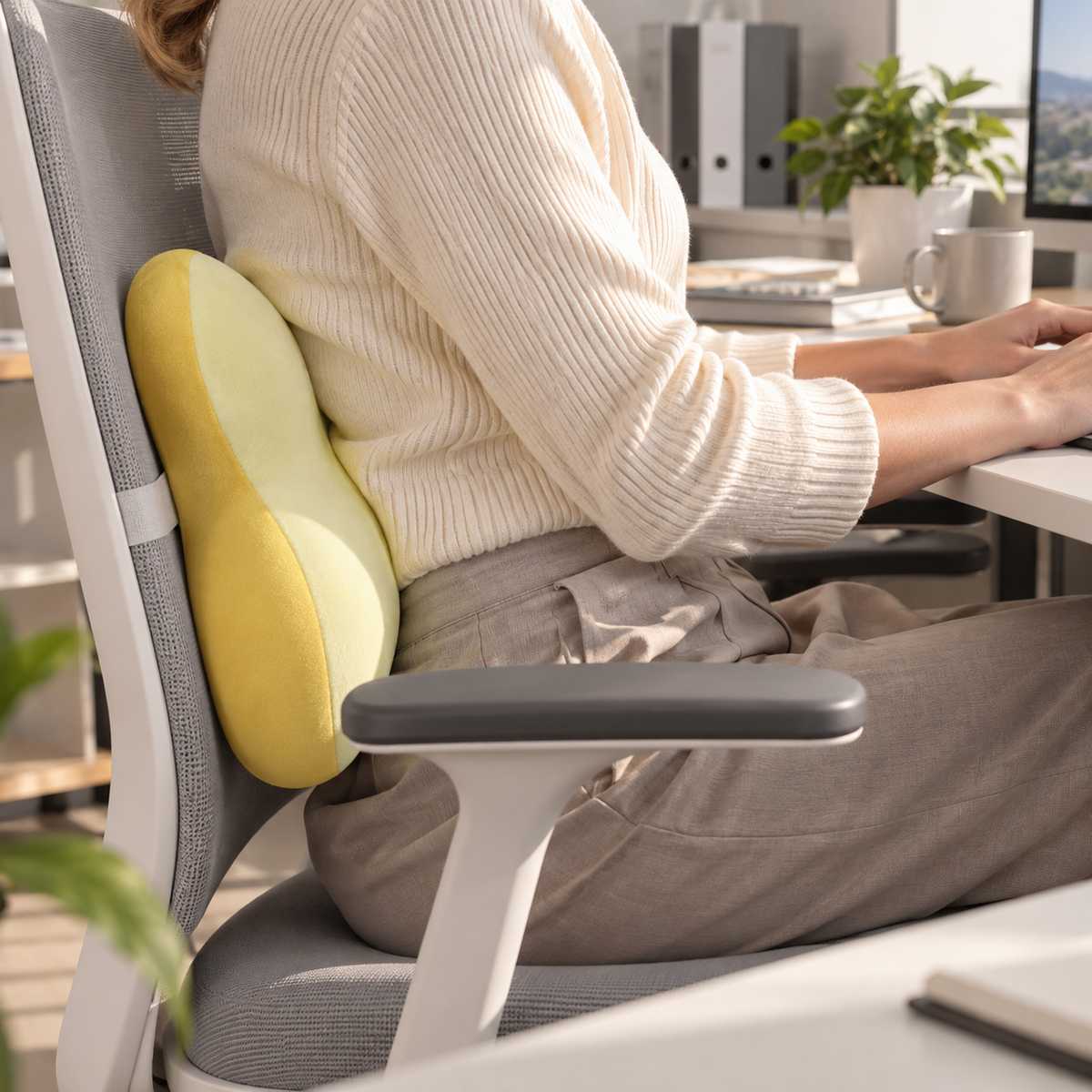 💛 Ergonomic Lumbar Support Pillow | Memory Foam Comfort | Everyday Back Support
