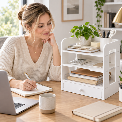 🤍 Modular Desktop Shelf Organizer | Multi-Level Storage | Clean Space-Saving Desk Essential