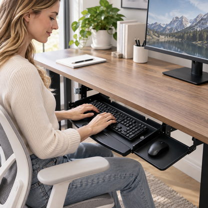 🖤 Under-Desk Keyboard Tray | Slide-Out Workspace Organizer | Free Up Your Desktop