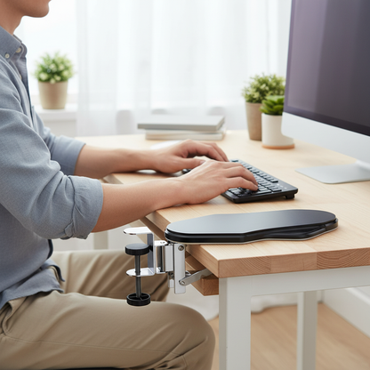 🖥️ Ergonomic Armrest | Metal Desk Support | Office Comfort Upgrade