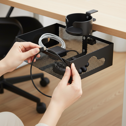 🧷 Cable Organizer | Metal Desk Tray | Office Setup | Desk Lovers | Clutter-Free Look