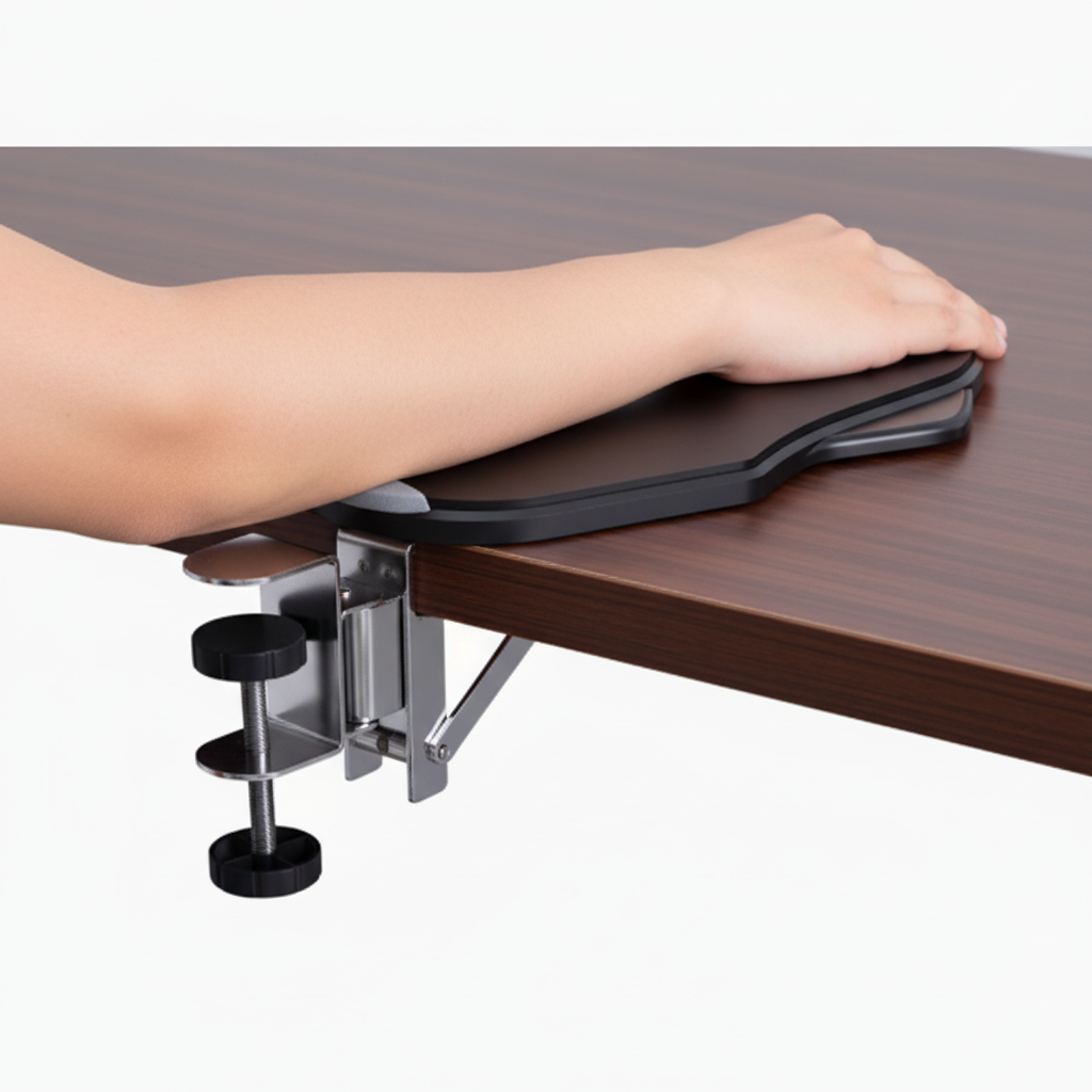 🖥️ Ergonomic Armrest | Metal Desk Support | Office Comfort Upgrade