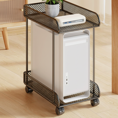 🖥️ Rolling CPU Stand | Metal Mesh Storage | Smart Office Organizer