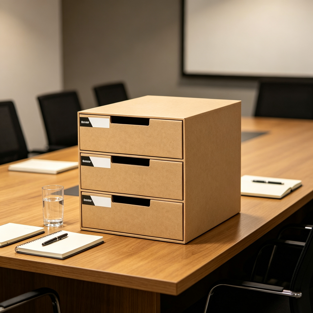 🤎 3-Drawer File Organizer | Kraft Paper Desktop Storage | Tidy Office Essential