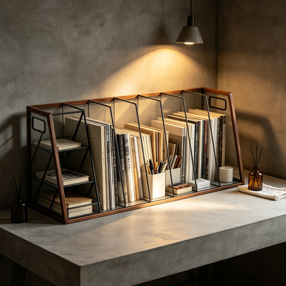 Desktop File Organizer | Wood & Metal Dividers | Clean Document Storage