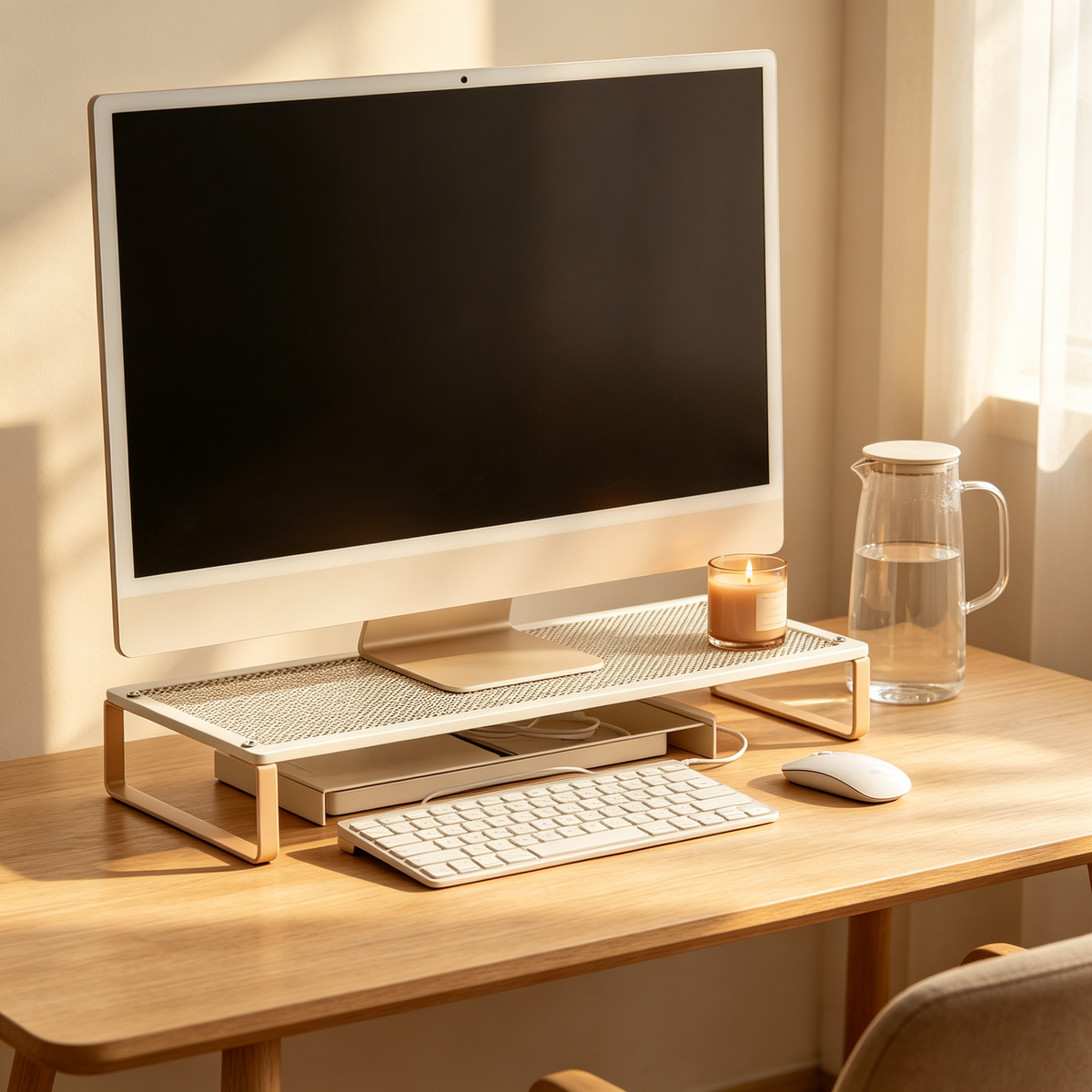 🤍 Monitor Riser Stand | Elevated Desktop Storage | Clean Workspace Essential