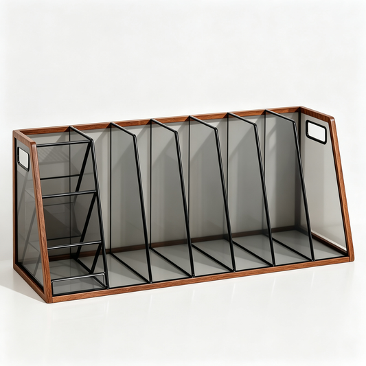 Desktop File Organizer | Wood & Metal Dividers | Clean Document Storage