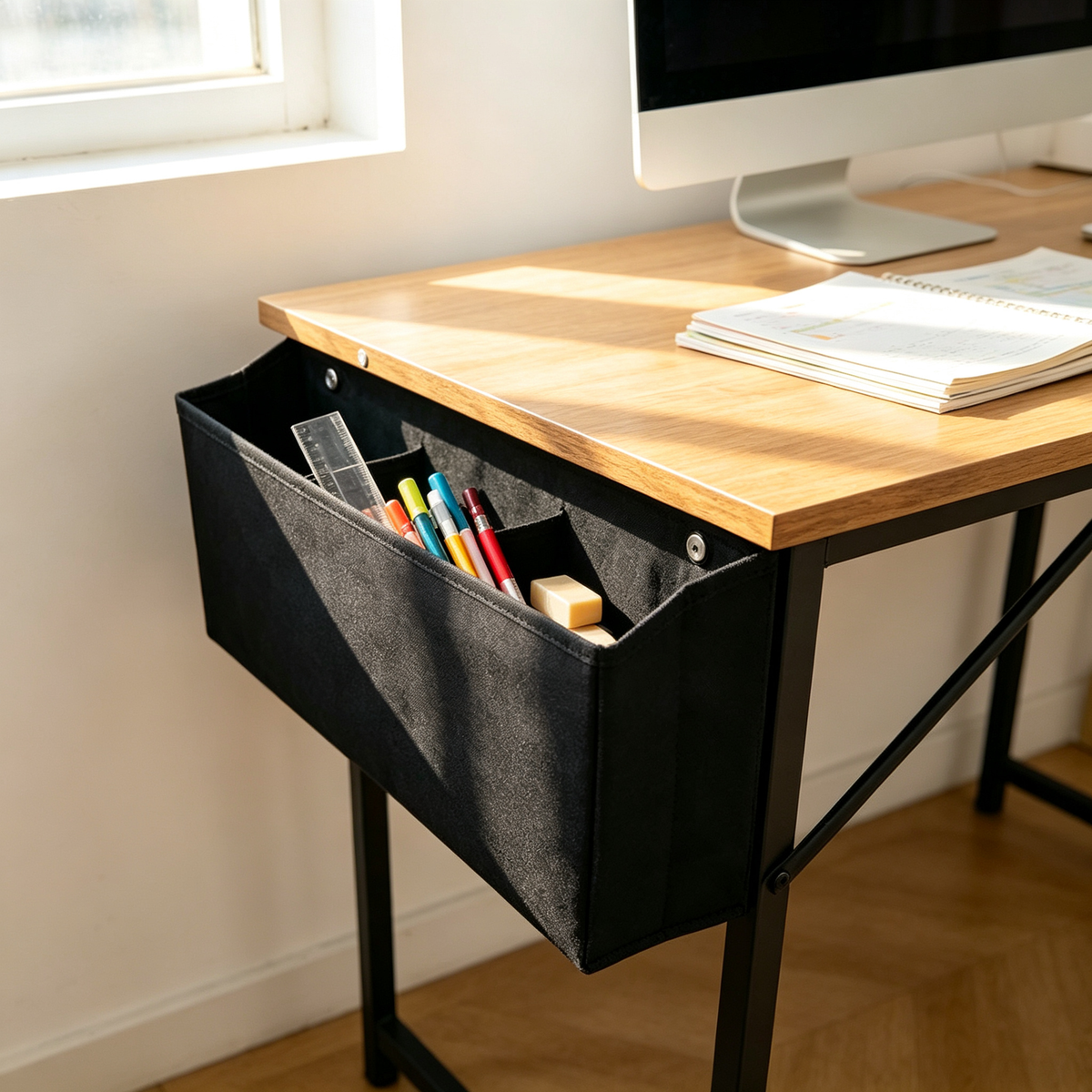 🖤 Desk-Side Hanging Organizer | Multi-Pocket Storage | Keep Essentials Within Reach