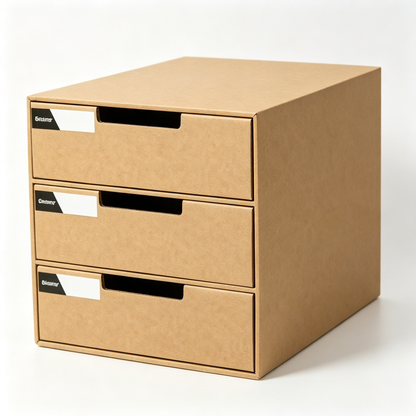🤎 3-Drawer File Organizer | Kraft Paper Desktop Storage | Tidy Office Essential