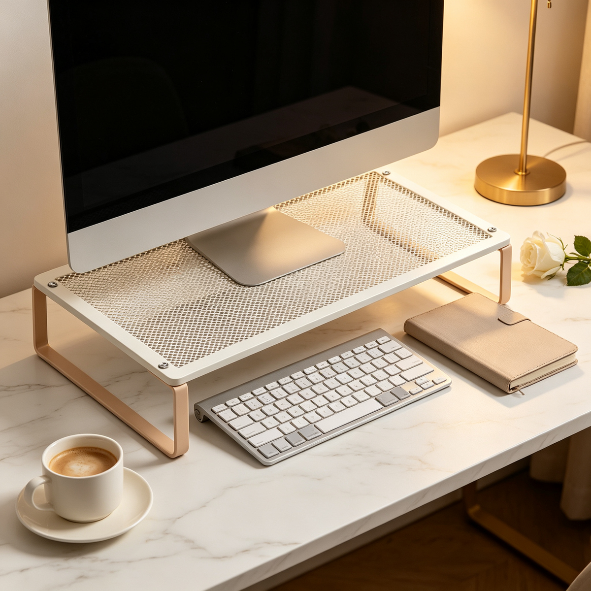 🤍 Monitor Riser Stand | Elevated Desktop Storage | Clean Workspace Essential