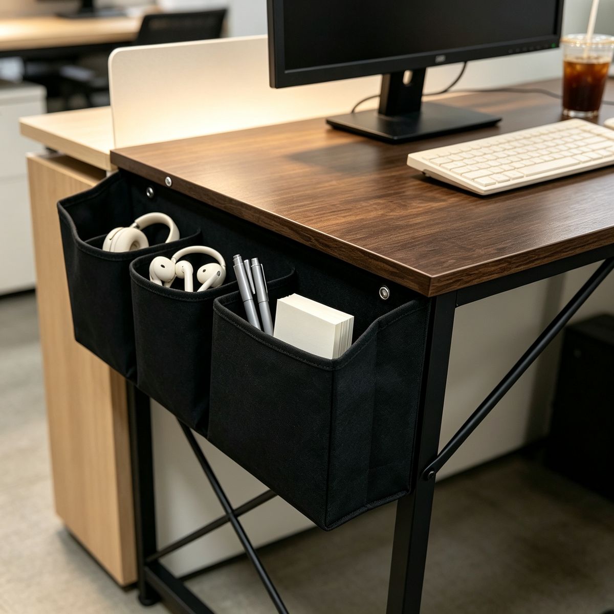 🖤 Desk-Side Hanging Organizer | Multi-Pocket Storage | Keep Essentials Within Reach