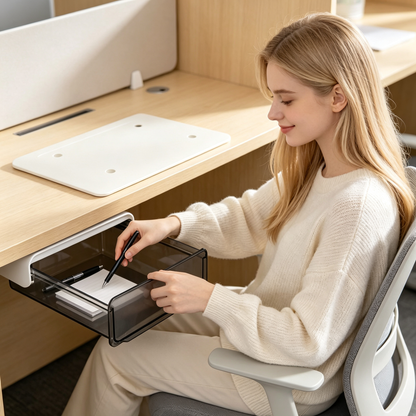 🤍 Under-Desk Hidden Drawer | Slide-Out Storage Organizer | Clean Clutter-Free Workspace