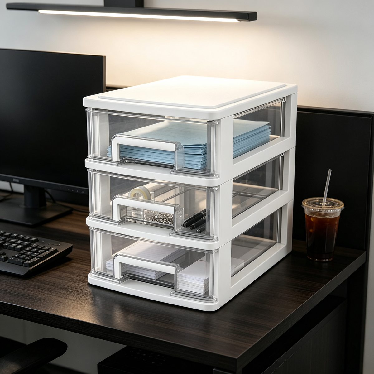 📂3-Tier File Drawer Organizer | Clear Pull-Out Storage | Clean Space-Saving Desk Essential
