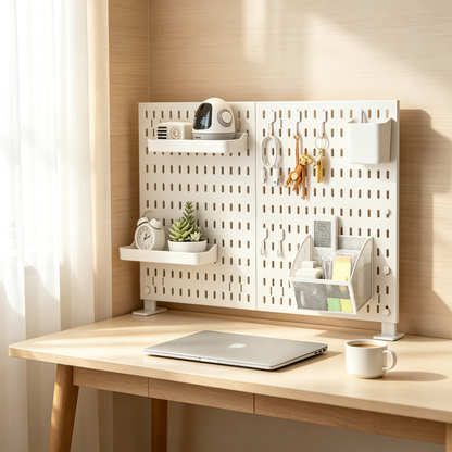 🤍 Desktop Pegboard Organizer | Customizable Vertical Storage | Clean Space-Saving Desk Setup