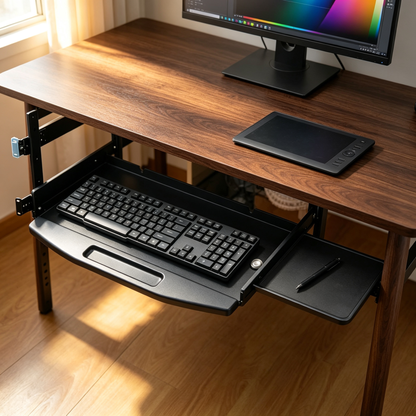 🖤 Under-Desk Keyboard Tray | Slide-Out Workspace Organizer | Free Up Your Desktop