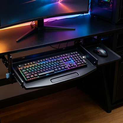 🖤 Under-Desk Keyboard Tray | Slide-Out Workspace Organizer | Free Up Your Desktop