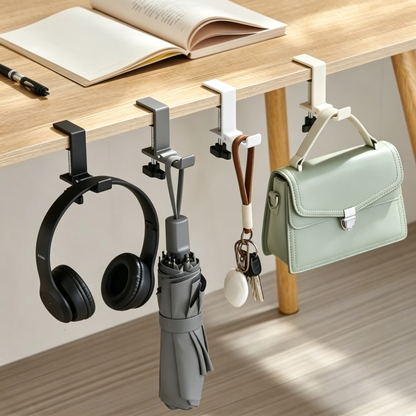 Desk-Edge Bag Hanger | Clamp-On Metal Hook | Keep Bags Off the Floor