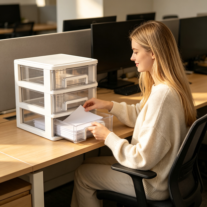 📂3-Tier File Drawer Organizer | Clear Pull-Out Storage | Clean Space-Saving Desk Essential