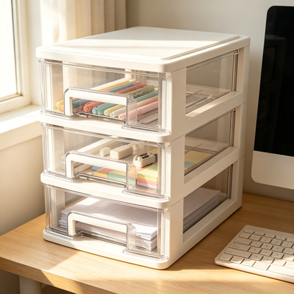 📂3-Tier File Drawer Organizer | Clear Pull-Out Storage | Clean Space-Saving Desk Essential
