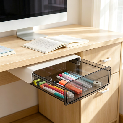 🤍 Under-Desk Hidden Drawer | Slide-Out Storage Organizer | Clean Clutter-Free Workspace