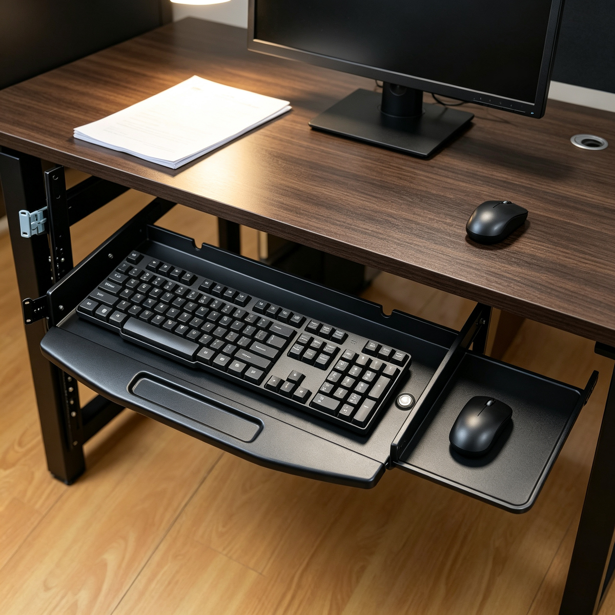 🖤 Under-Desk Keyboard Tray | Slide-Out Workspace Organizer | Free Up Your Desktop
