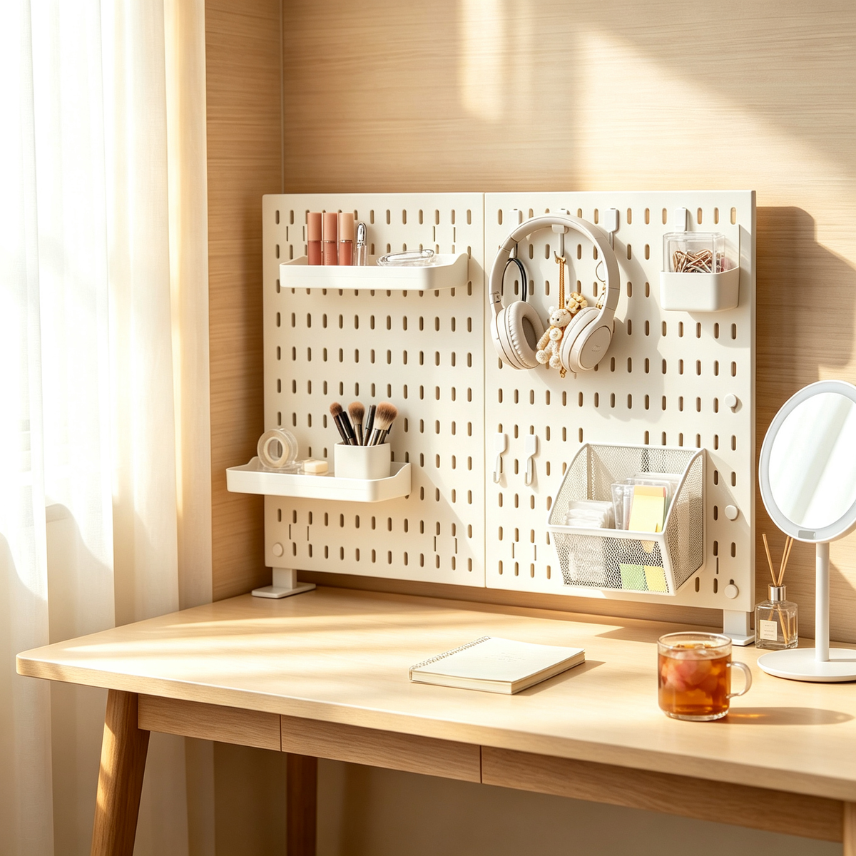 🤍 Desktop Pegboard Organizer | Customizable Vertical Storage | Clean Space-Saving Desk Setup