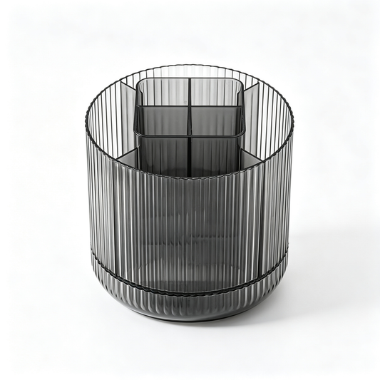 🖤 Rotating Desktop Organizer | Multi-Compartment Storage | Sleek Space-Saving Desk Essentia
