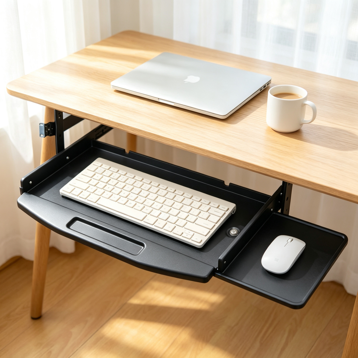 🖤 Under-Desk Keyboard Tray | Slide-Out Workspace Organizer | Free Up Your Desktop