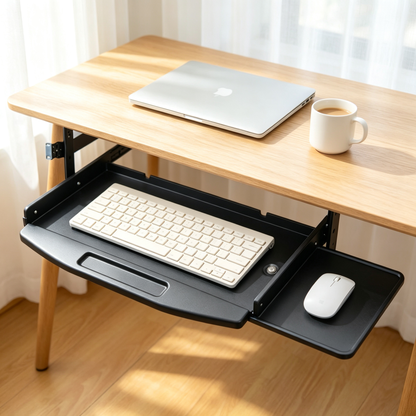 🖤 Under-Desk Keyboard Tray | Slide-Out Workspace Organizer | Free Up Your Desktop