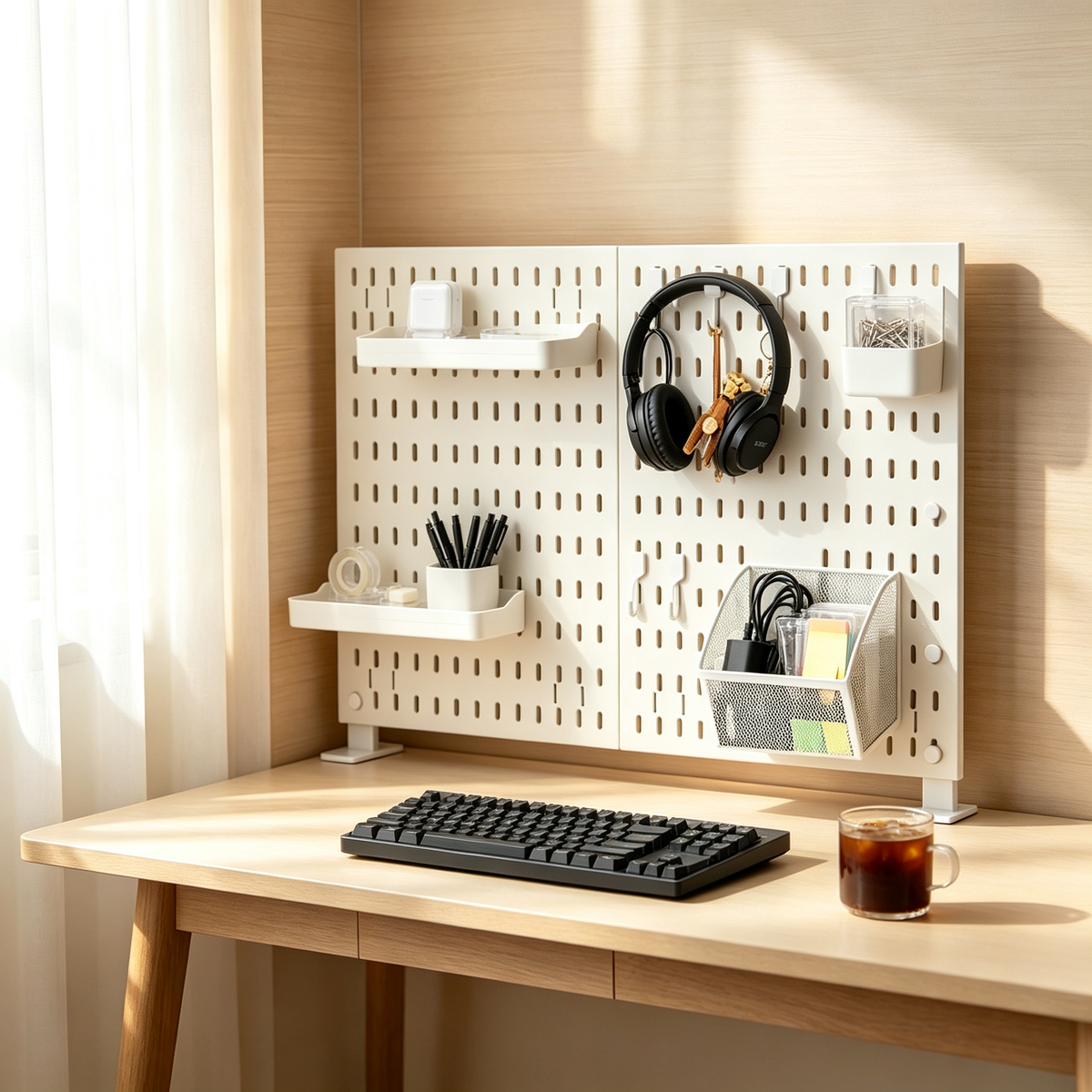 🤍 Desktop Pegboard Organizer | Customizable Vertical Storage | Clean Space-Saving Desk Setup