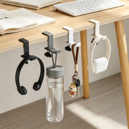 Desk-Edge Bag Hanger | Clamp-On Metal Hook | Keep Bags Off the Floor