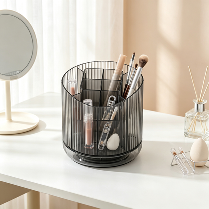 🖤 Rotating Desktop Organizer | Multi-Compartment Storage | Sleek Space-Saving Desk Essentia