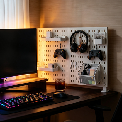 🤍 Desktop Pegboard Organizer | Customizable Vertical Storage | Clean Space-Saving Desk Setup