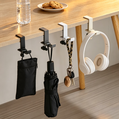 Desk-Edge Bag Hanger | Clamp-On Metal Hook | Keep Bags Off the Floor
