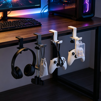 Desk-Edge Bag Hanger | Clamp-On Metal Hook | Keep Bags Off the Floor